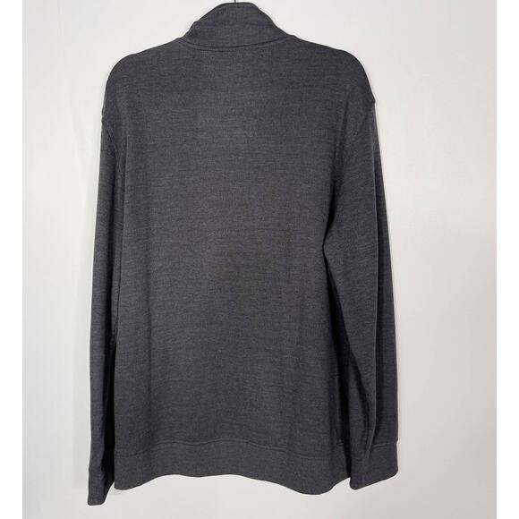 Van Heusen Mens Large L Charcoal Gray 1/4 Zip Pullover Sweater Mock Neck Cotton - Picture 2 of 5